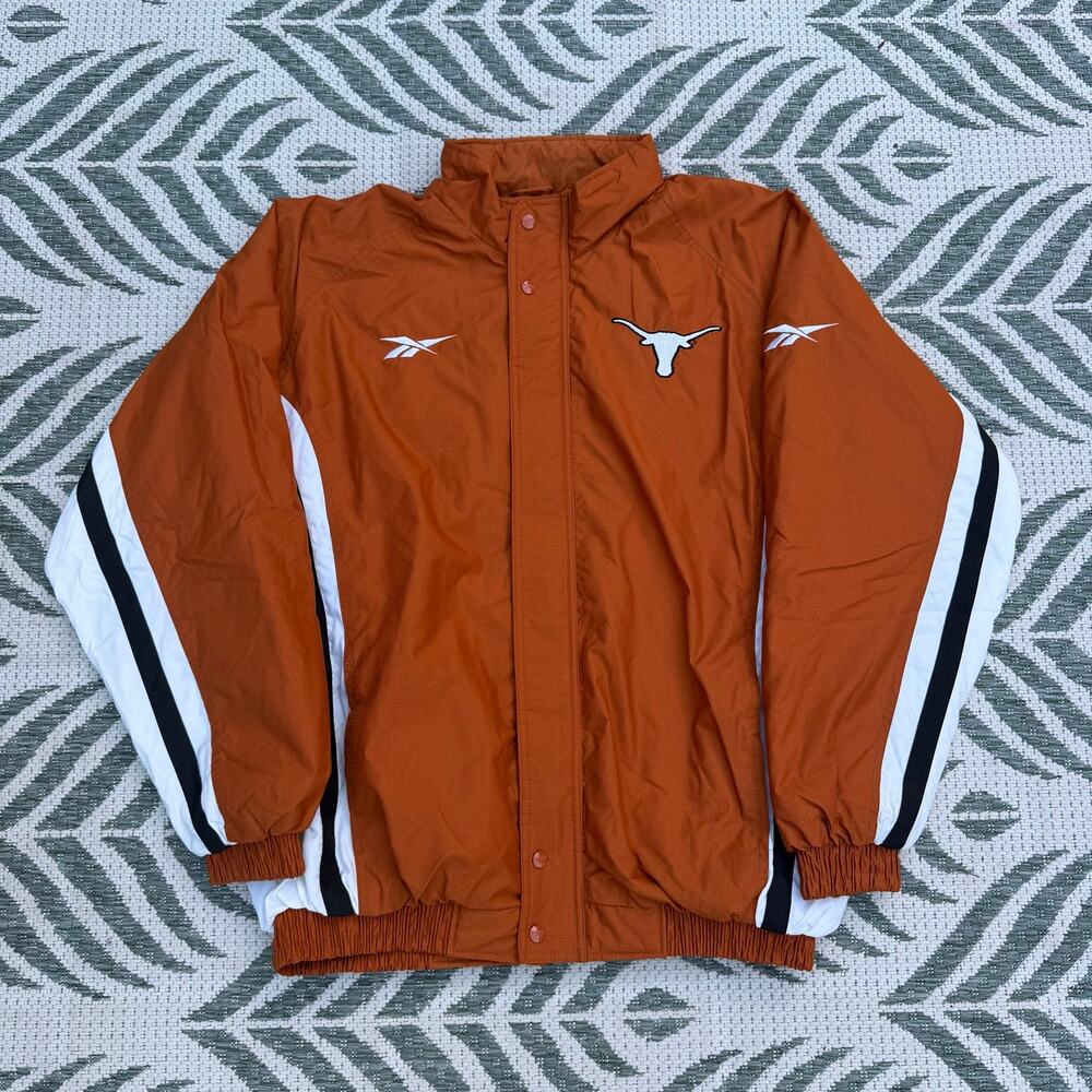 Vintage 90s Reebok Texas Longhorns Zip Up Puffer Jacket Sz XL